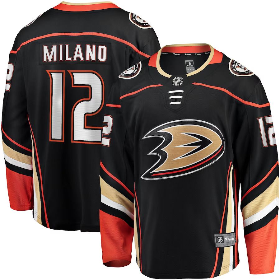 Men Anaheim Ducks #12 Sonny Milano Fanatics Branded Black Home Breakaway Player NHL Jersey->anaheim ducks->NHL Jersey